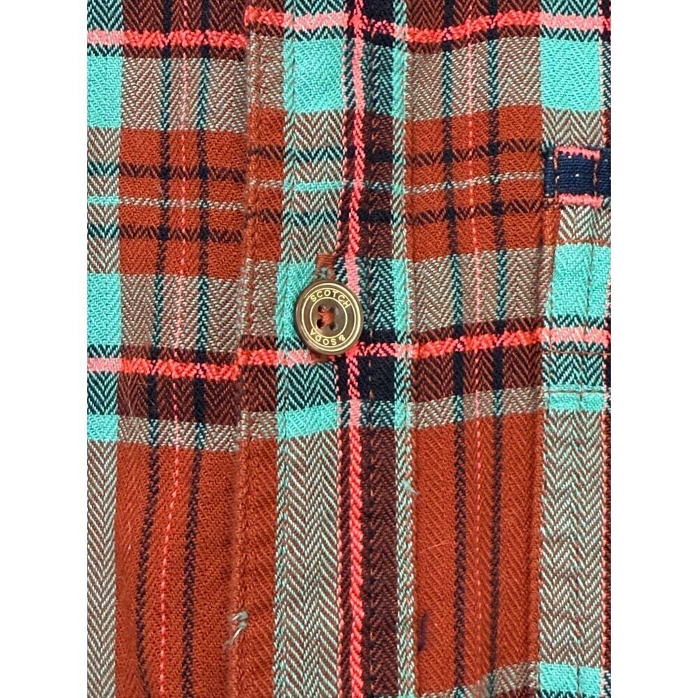 Scotch & Soda Women's Plaid Flannel Button Down Shirt Roll Tab Sleeves Size S - Picture 3 of 14
